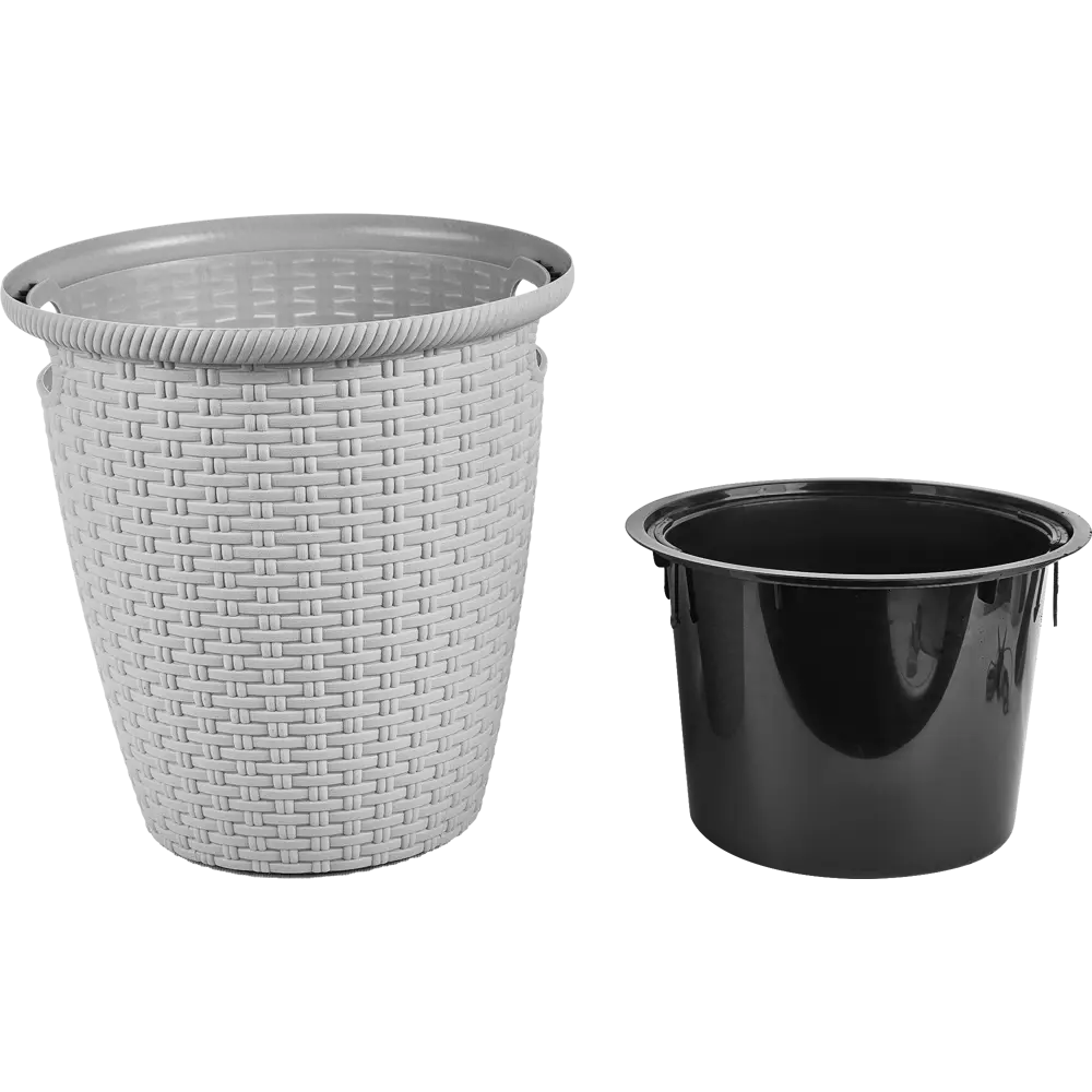 Кашпо для цветов Ingreen Rattan ø38 см v30 л пластик серый STLM-2019036 - Вид №1