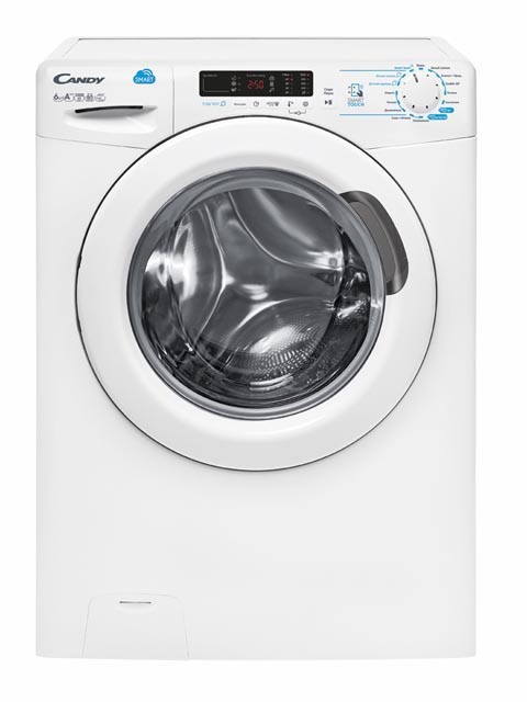 CSS4 1062D1/2-07 Стиральная машина / узкая стиральная машина, 85x60x40, smart touch, загрузка фронтальная, 6кг, до 1000 об/мин при отжиме,таймер отсрочки старта, пар, цифровой дисплей, белая Candy Santreyd 