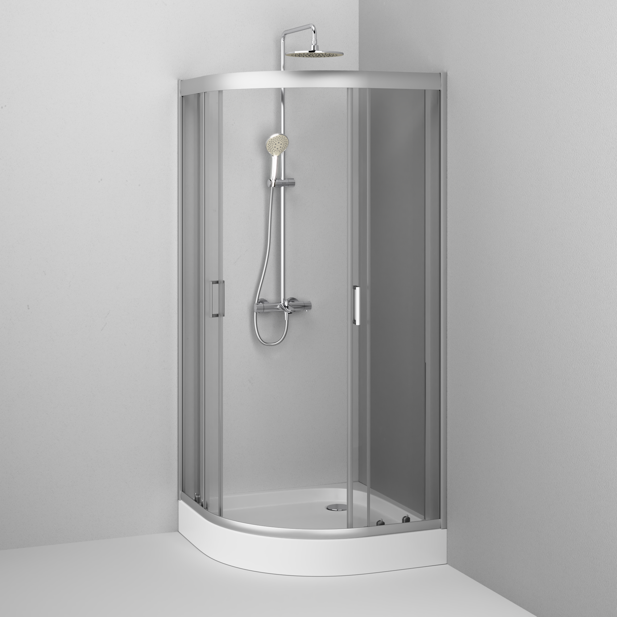 W90G-401-090WT душевое ограждение 90х90 стекло прозрачное профиль матовое серебро без поддона AM.PM Gem - Вид №2
