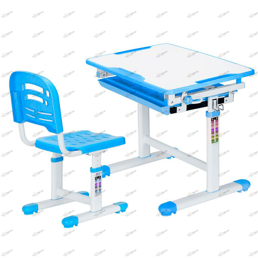 Растущая парта и стул EVO-06 белая, синяя MEALUX EVO  336181 Белый;синий Santreyd 