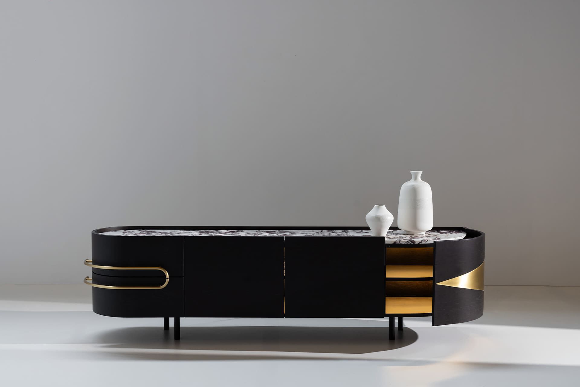 Мраморный шкаф Calacatta со встроенным освещением Greenapple Olival ARCH-00011359 - Вид №1