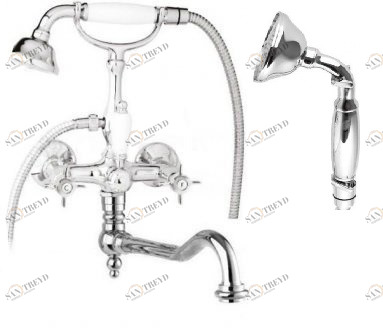 Смеситель для ванны с поворотным изливом с ручным душем, шлангом 150 см CEZARES LORD-VDF-01-M