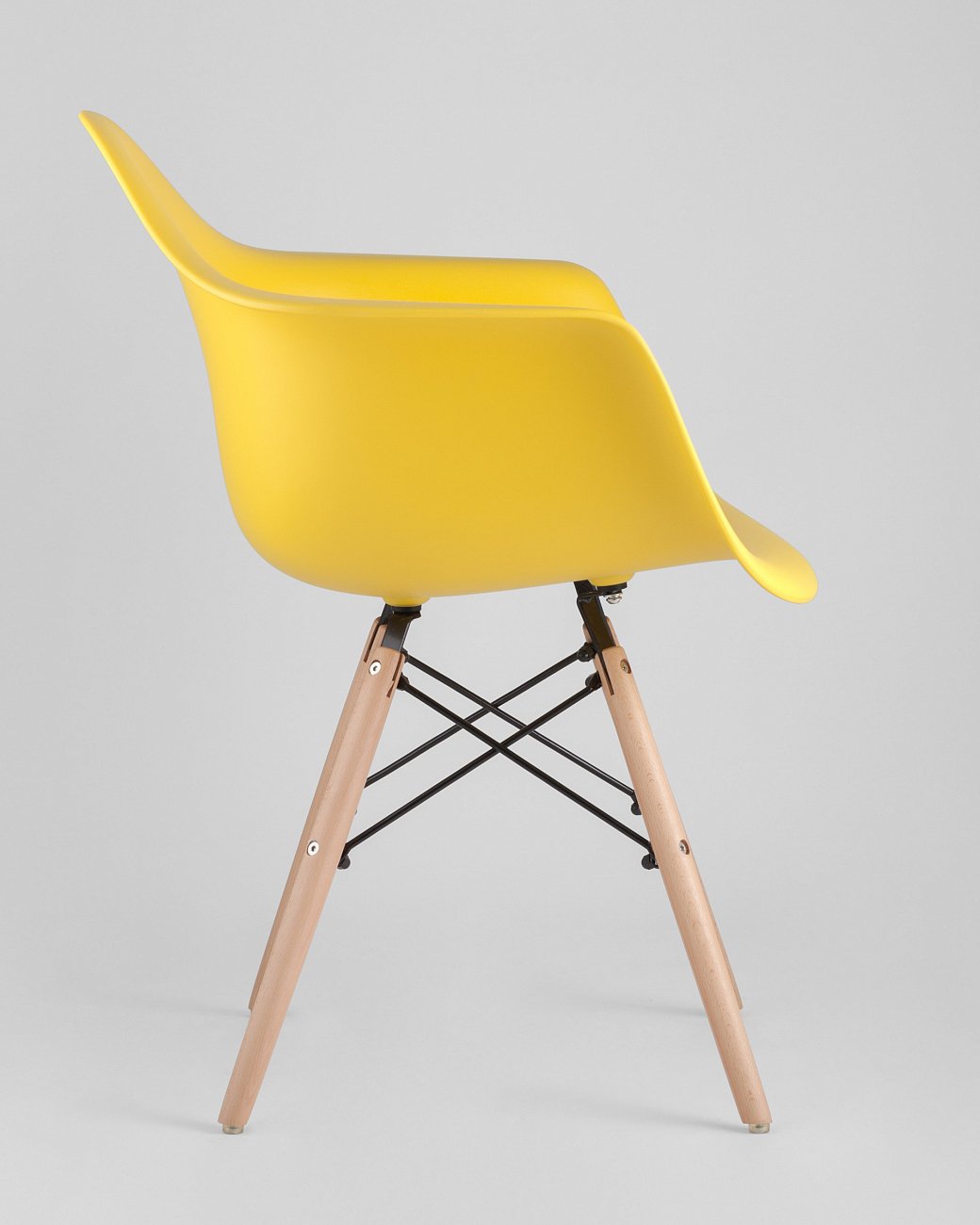 Кресло желтое пластиковое с деревянными ножками Eames W EAMES EAMES DAW 00-3881990 Желтый  - Вид №3