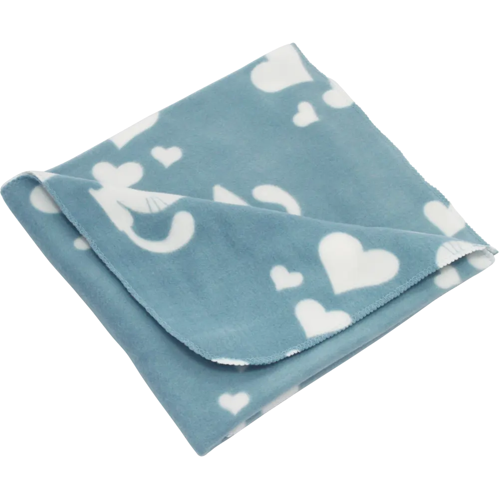 Плед «Коты и сердца» 120x150 см флис цвет голубой BELEZZA STLM-2018360 - Вид №2