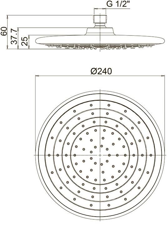 50CR759G5TB24E Рассеиватель для душа, диаметр 240 мм., хром Paini  - Вид №1