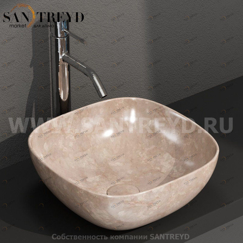 B6Q38AB Накладная раковина на столешницу  квадратная Ceramica Globo T-EDGE