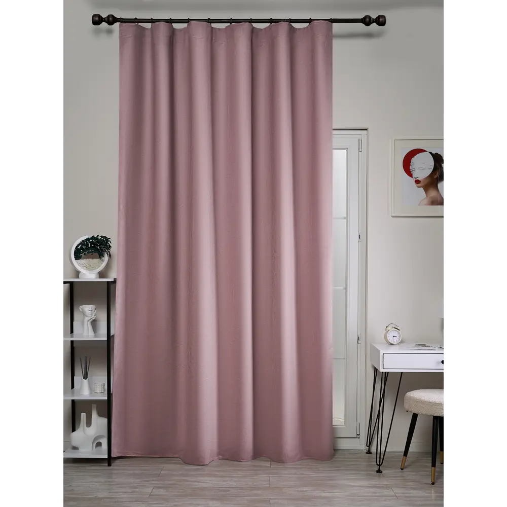 KREAFORTA Manchester - бархатная штора серо-розового оттенка 200x280 см 89401546 STLM-1563563