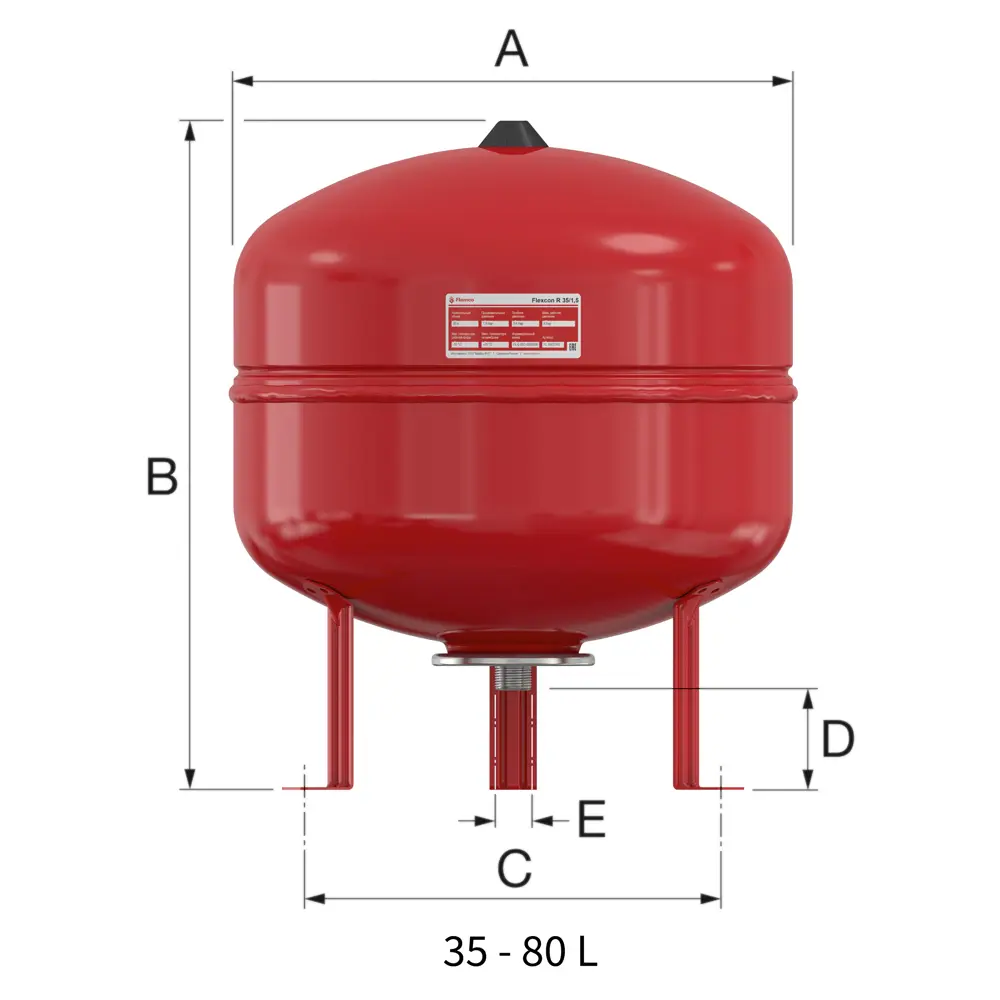 Расширительный бак для системы отопления 35 л Flamco Flexcon R 3/4" красный 82340154 STLM-2193674  - Вид №1