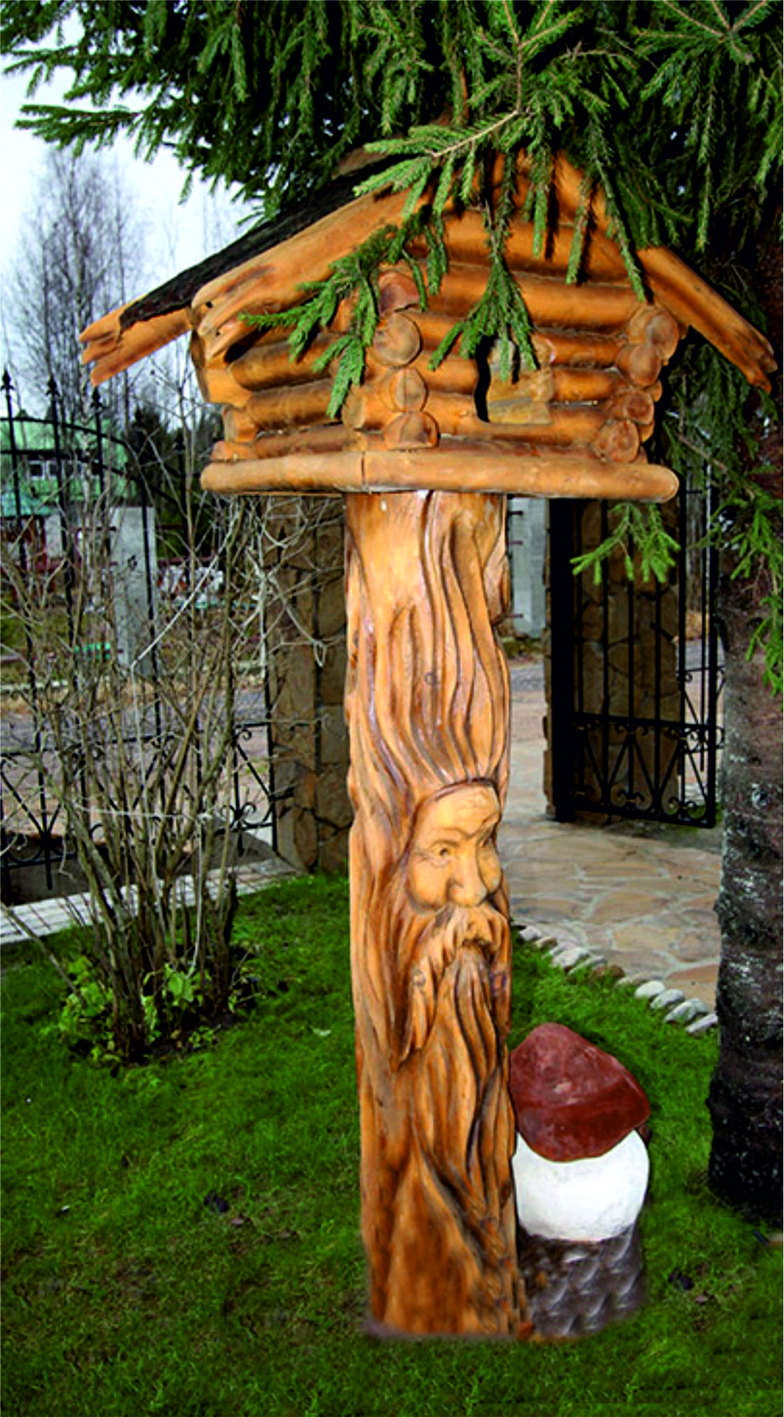 DLS101-SD.KP ДОМИК Лесовика, кормушка для птиц (дерево) LAB.Space  - Вид №1