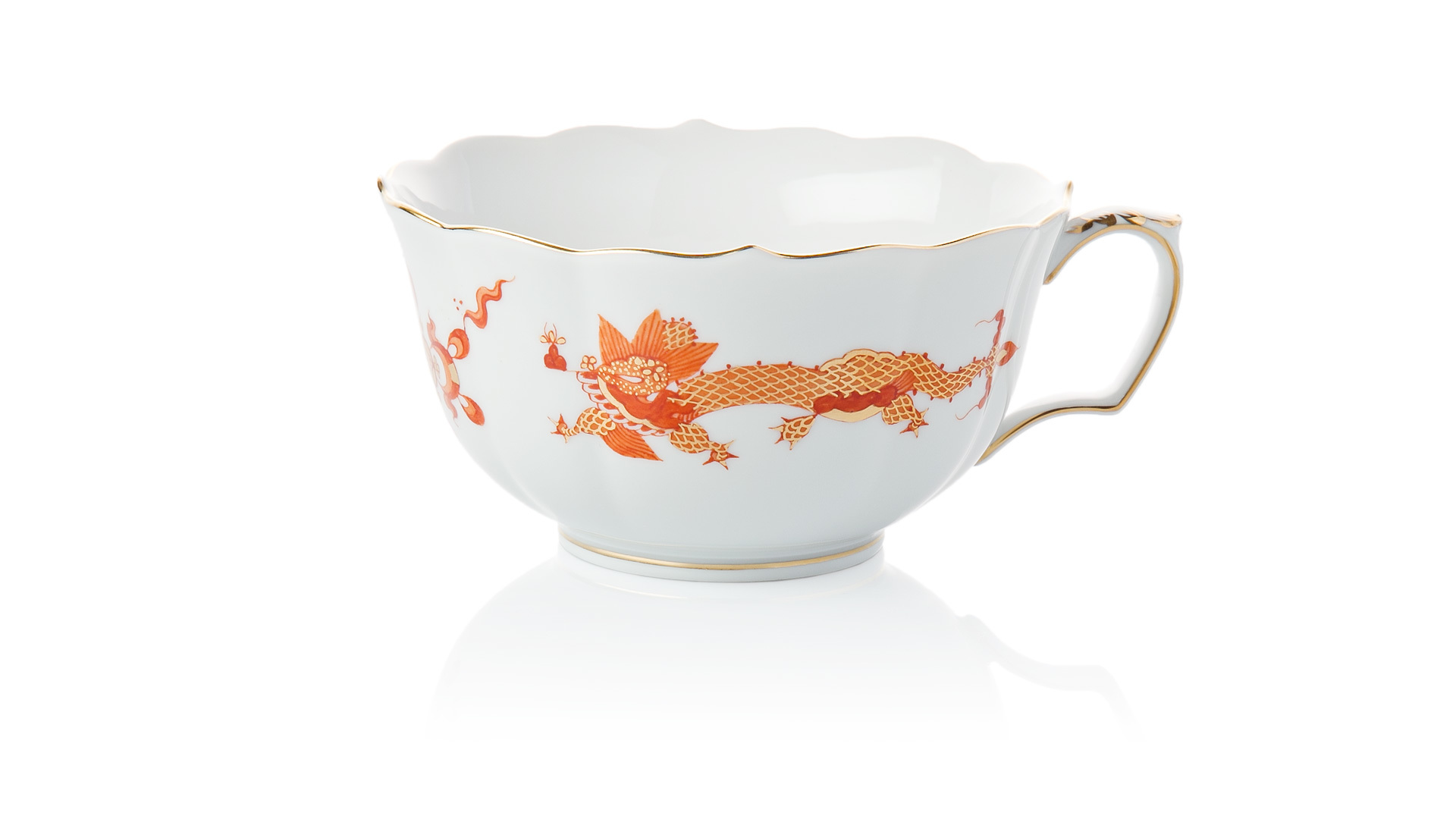 88152 Meissen Чашка чайная с блюдцем 200мл "Красный Дракон" (золотой кант) Фарфор  - Вид №2