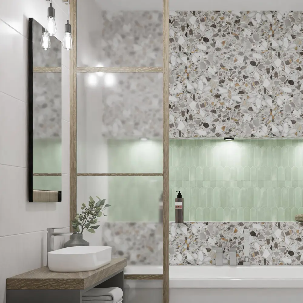Настенная плитка Azori Salieri Green 31.5x63 см 1.79 м² глянцевая цвет зеленый 89453952 STLM-2149344