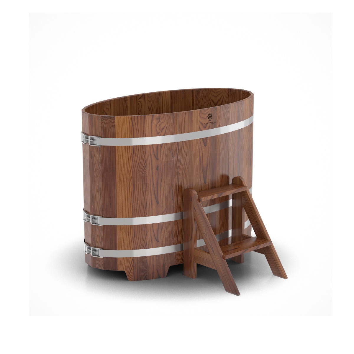 1128 Купель овальная из лиственницы 0,59х1,06х1,0 морёная премиум Alyarus 