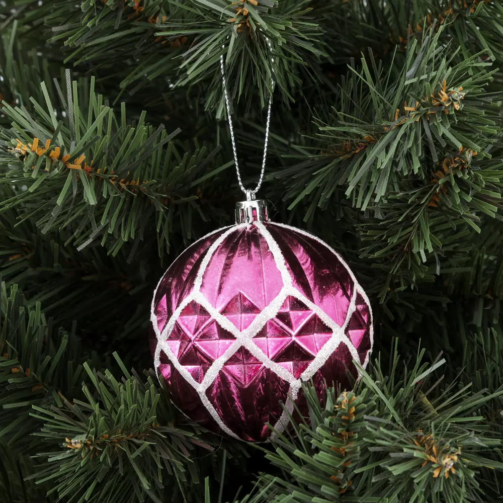 85156515 Елочный шар «Изгибы» ø8 см пластик фиолетовый STLM-0956378 Santreyd  - Вид №3