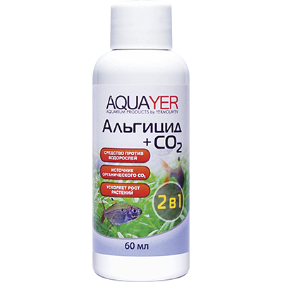 ПР0056010 Удобрение Альгицид+СО2 жидкое 60мл AQUAYER 
