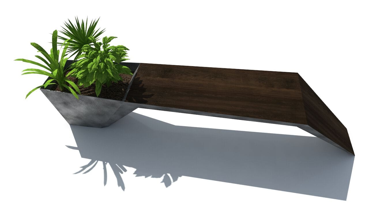Скамейка из дерева и листового металла со встроенной плантатором без спинки CITYSì URBAN ARCH-00044158 - Вид №18