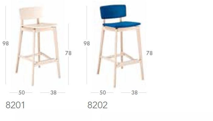 Sedex Высокий табурет из бука со спинкой Fifty 8201 - Вид №2