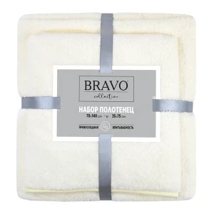 Полотенце махровое Bravo 35x75/70x140 см цвет кремовый 2 шт.