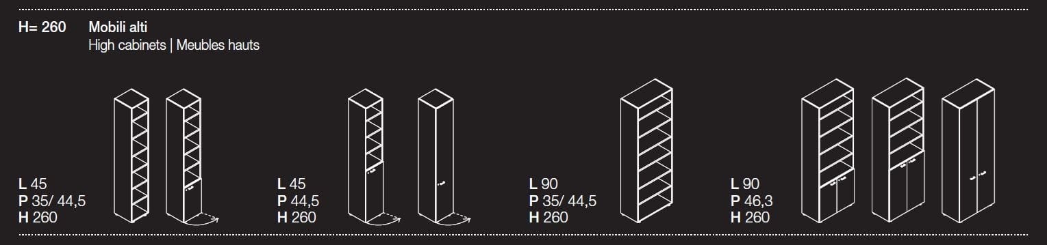 Высокий офисный шкаф из дерева и стекла с распашными дверями Las Mobili универсальные контейнеры Evo ARCH-00075869 - Вид №1