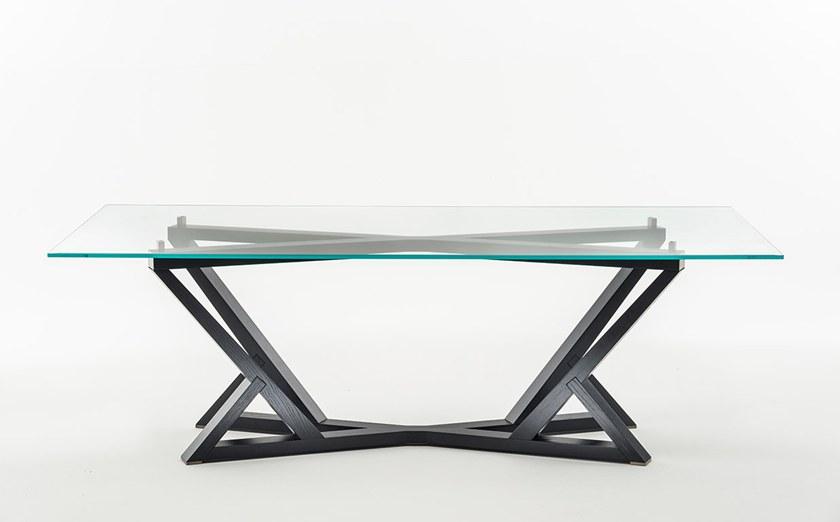 OAK Прямоугольный обеденный стол из дерева и стекла Milano collection Sc5021 - Вид №1