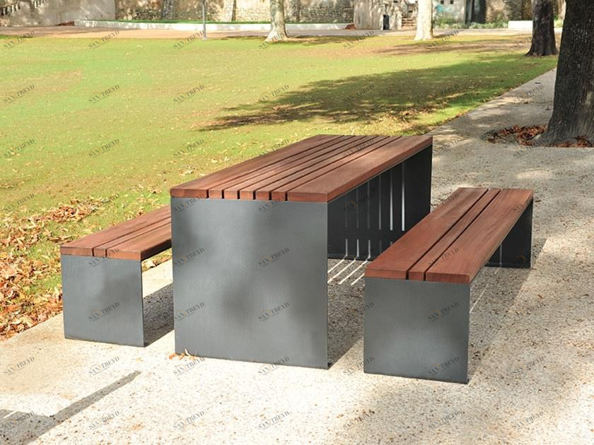 CYRIA Прямоугольный стол для пикника из стали и дерева Pysa sun-id-1403723