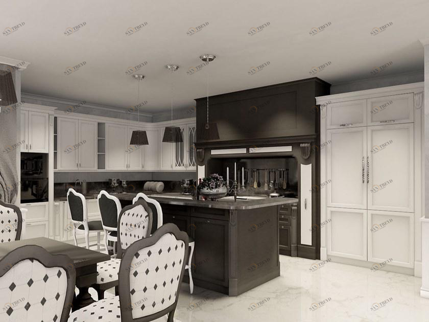 Martini Interiors Кухня на заказ из массива дерева с островком с ручками Lago michigan sun-id-1503889