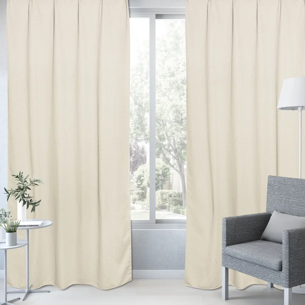 Штора на ленте Inspire Triangel 160x280 см цвет бежевый 88311179 STLM-2119048  - Вид №5