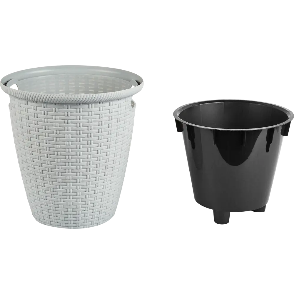 Кашпо для цветов Ingreen Rattan ø26.6 см v10 л пластик серый 87660972 STLM-2199093 - Вид №1