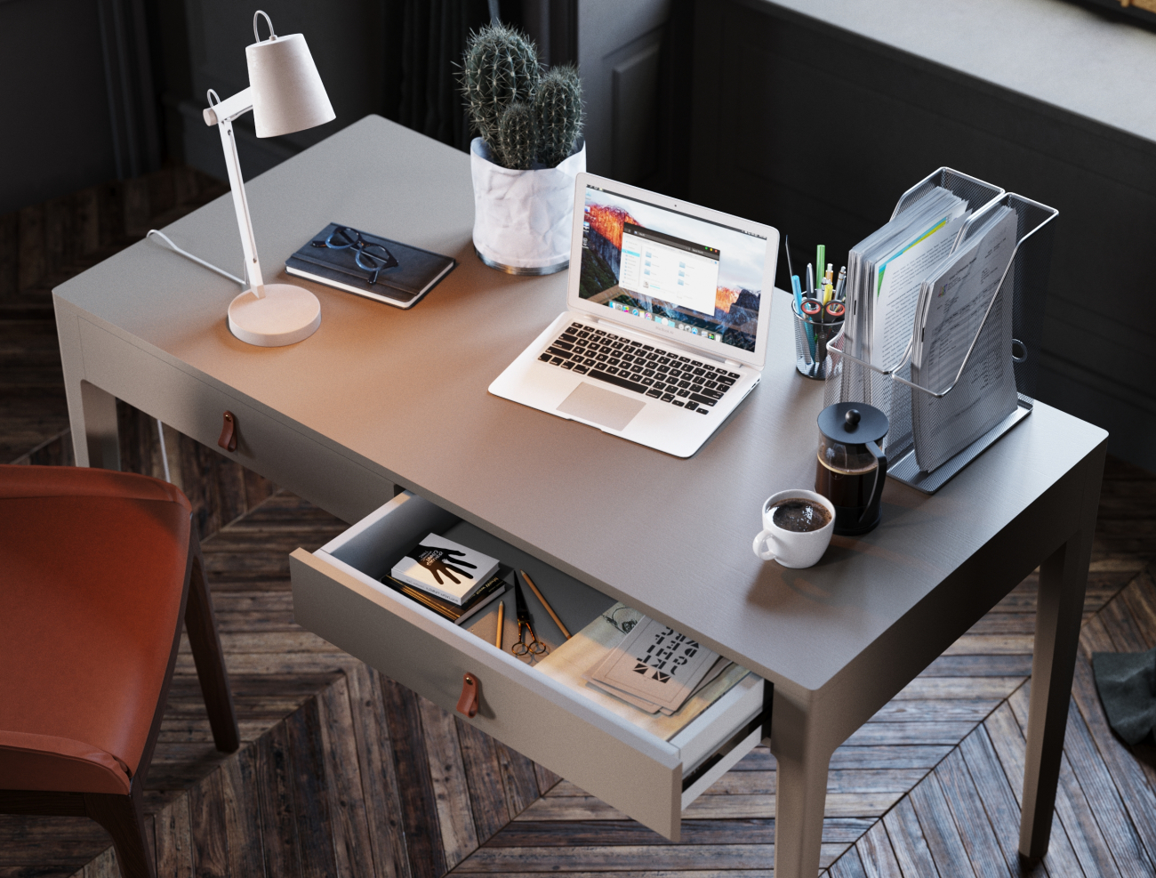 Письменный стол с ящиками графит Case THE IDEA  210610 Черный  - Вид №4