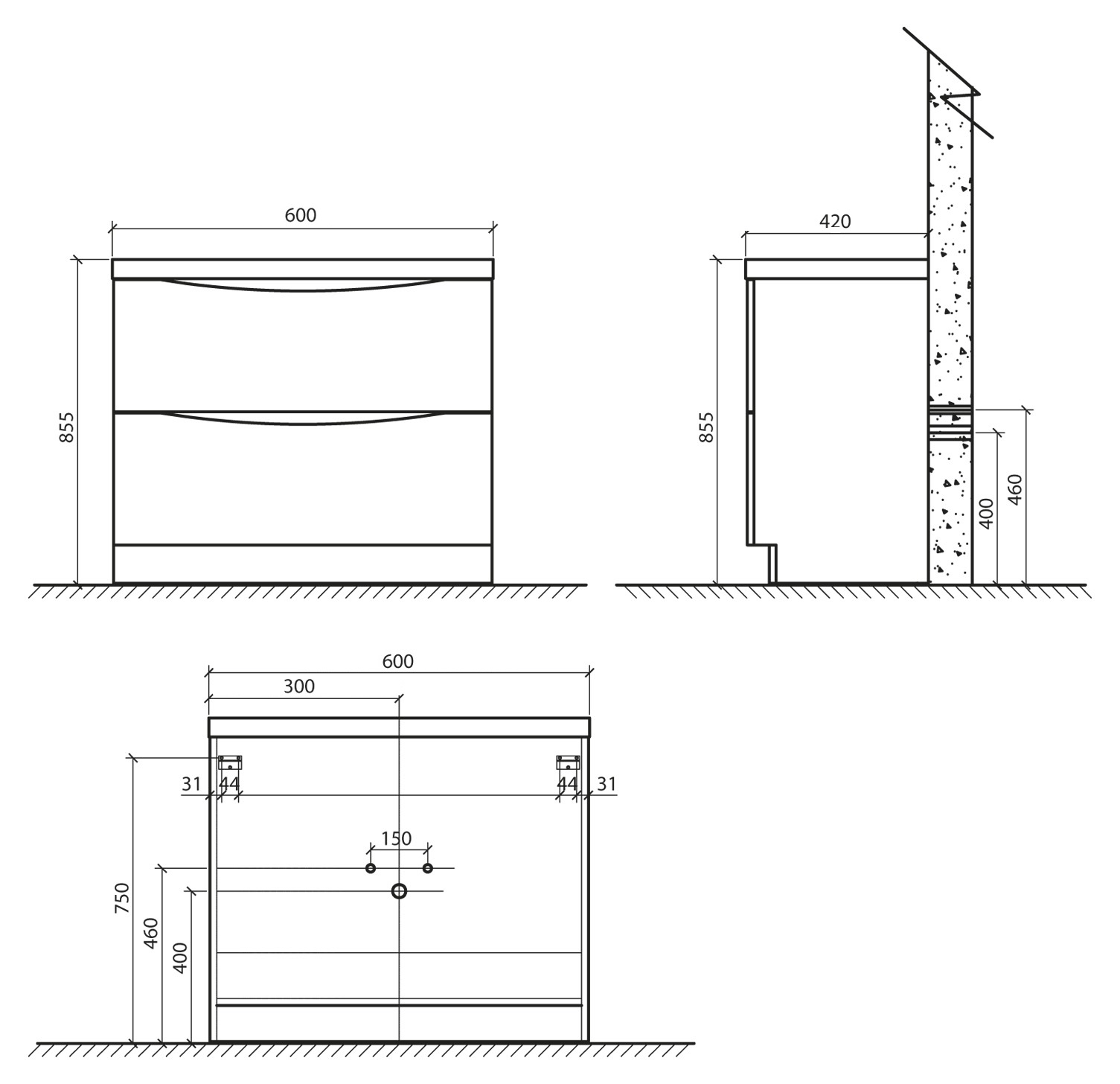 Мебель для ванной BelBagno ANCONA-N-600-2C-PIA-RW  - Вид №2