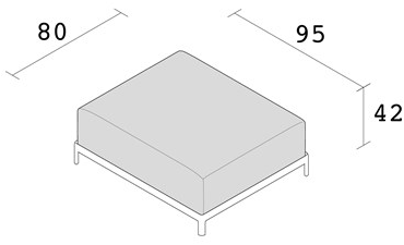 Alias Прямоугольный кожаный пуф с обивкой Aluzen soft P50 - Вид №2