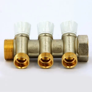 Коллектор НВ 1" с вентилями никелированный EMMETI 3 выхода М24х19 36мм