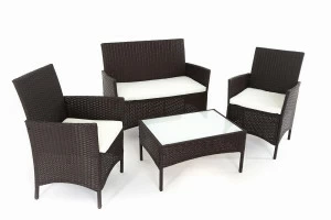 Обеденная группа на 4 персоны темно-коричневая из искусственного ротанга VINOTTI  00-3885131 Коричневый