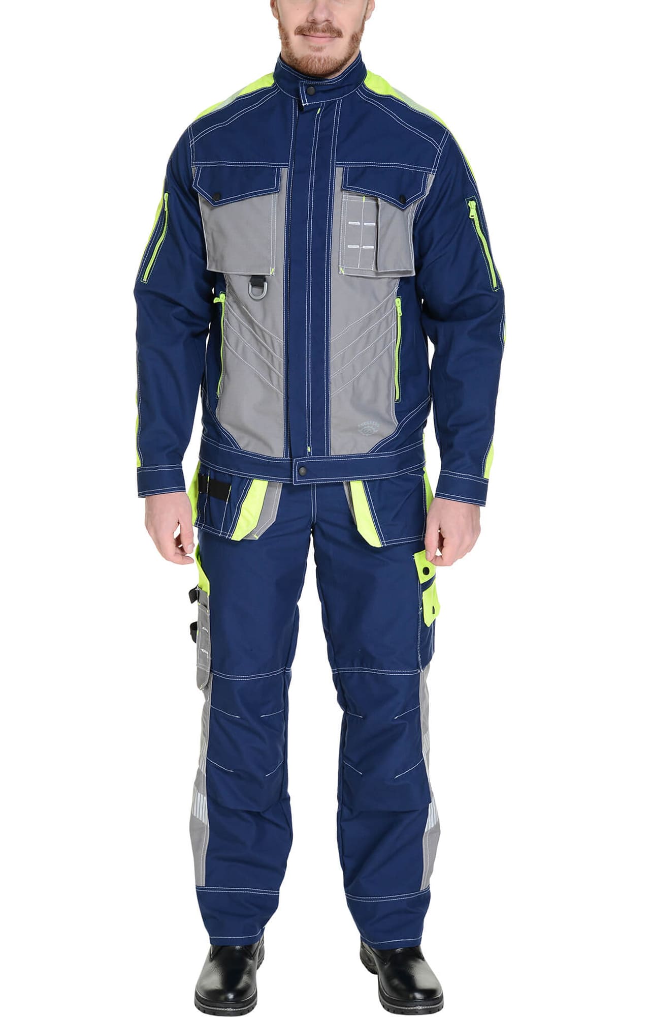 68842 Костюм "Прогресс" темно-синий с серым лимон  Летняя спецодежда  размер 48-50/170-176  - Вид №12