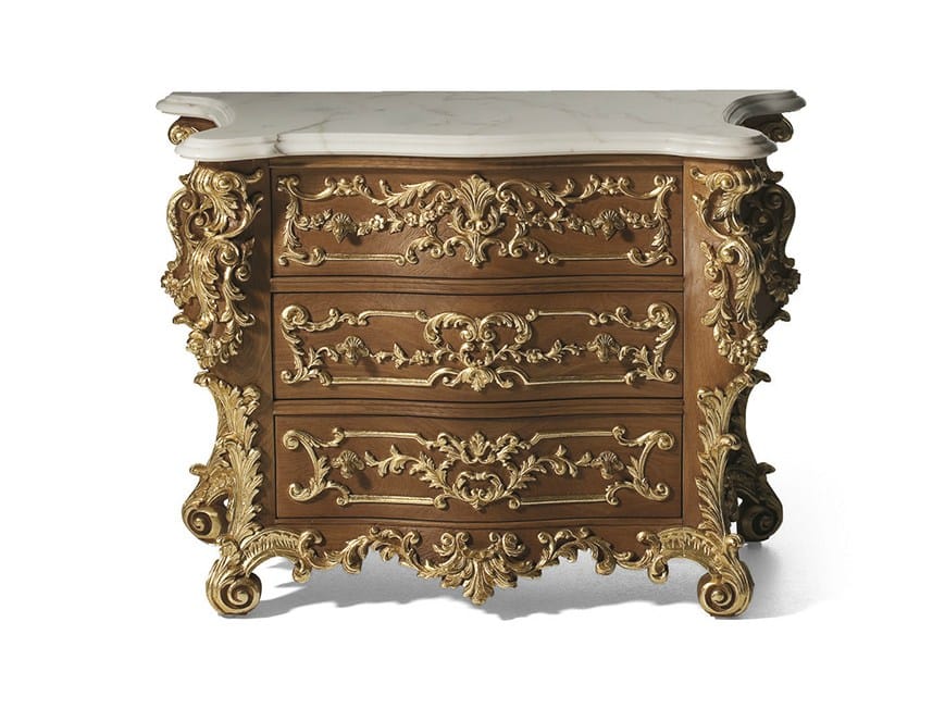 Дубовая тумбочка с мраморной столешницей в стиле барокко OAK Галерея ARCH-00134470 - Вид №1