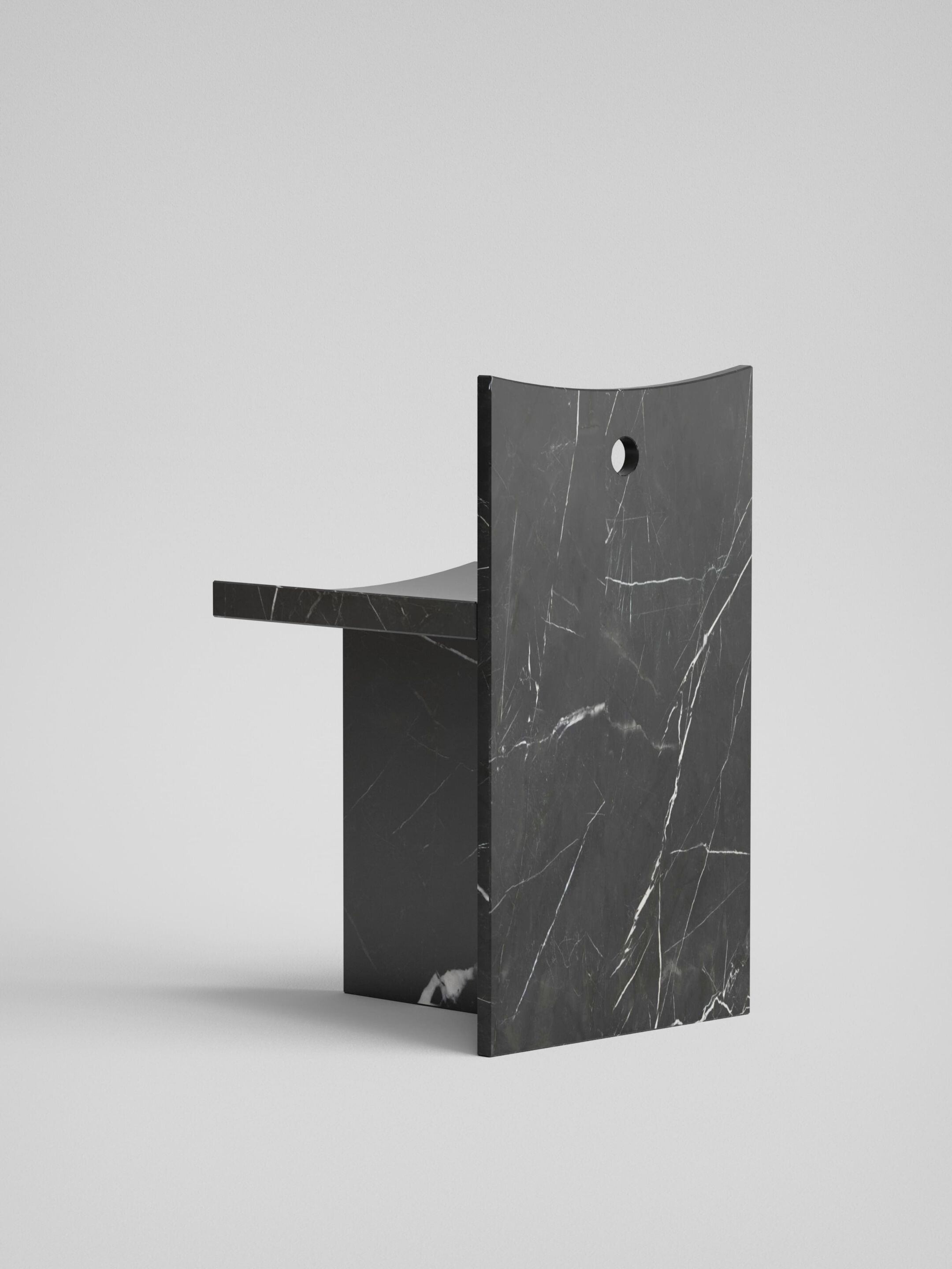 Стул с низкой спинкой из черного мрамора Marquina Pistore Marmi Pistore Marmi X McGannon Saad ARCH-00036467 - Вид №1