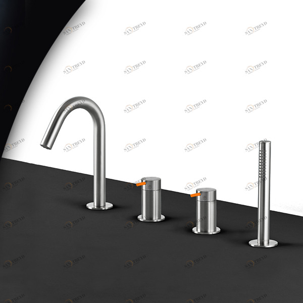 Смеситель для ванны матовая сталь с оранжевой ручкой Toki Radomonte TKI16SCIL24