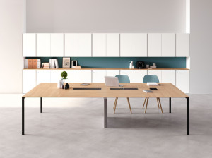 Деревянный прямоугольный стол для совещаний с системой люверсов