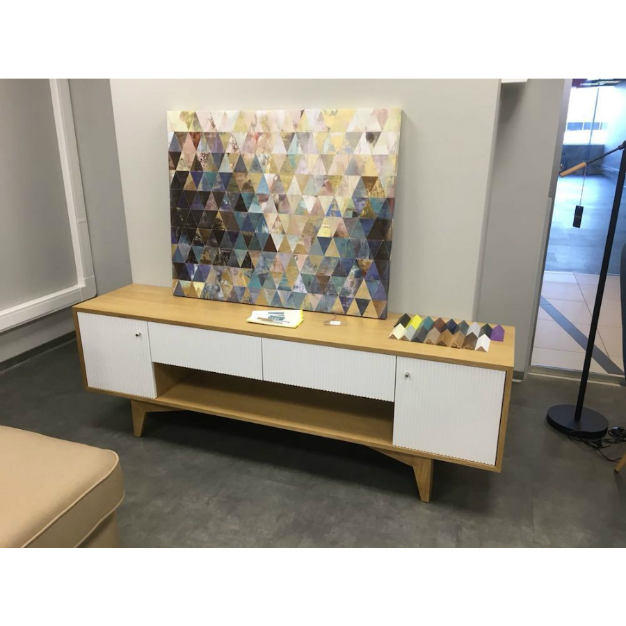 Тумба под ТВ Telly, дуб, рисунок полоска BraginDesign BR0271Б - Вид №1