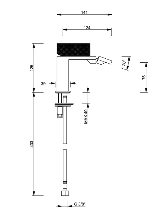 Однорычажный смеситель для биде с поворотным горлышком Fantini Rubinetti O-xy ARCH-00000143 - Вид №1