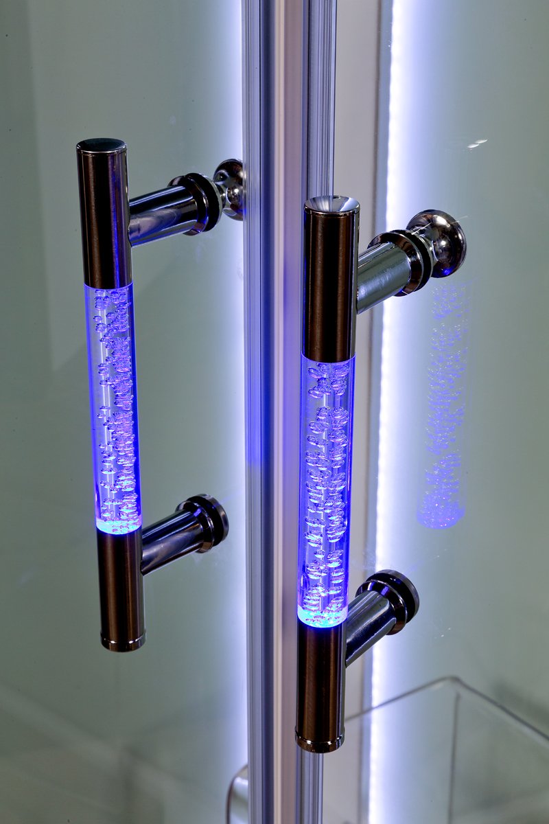 L 890 с гм. и эл. BLACK Душевая кабина DETO Серия L А09 LED и гидромассажем - Вид №2