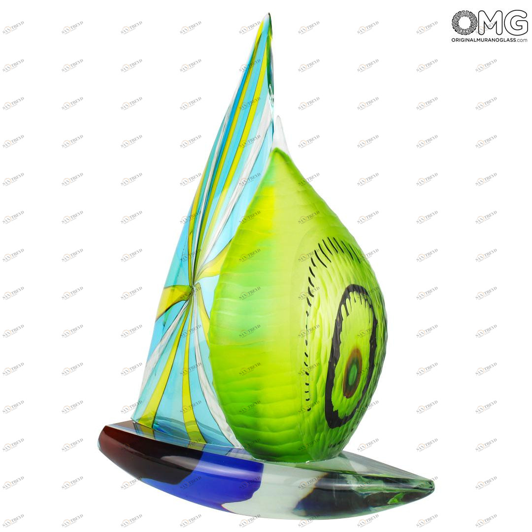 4597 ORIGINALMURANOGLASS Скульптура Зелёный Парусник - муранское стекло OMG 45 см 