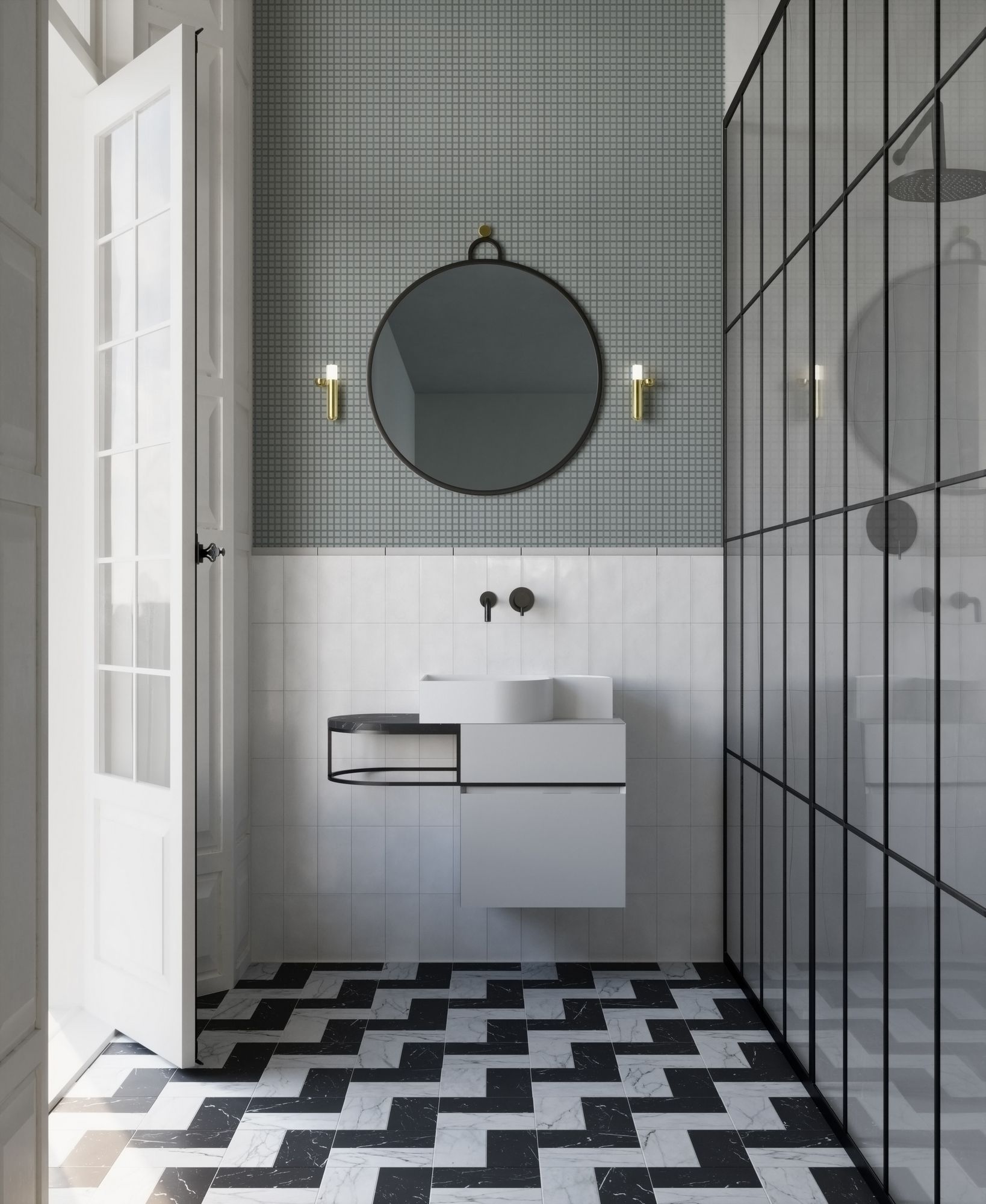 Полосатые обои для ванной комнаты Ex.T Nouveau ARCH-00014378 - Вид №1