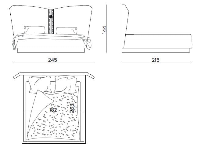 Кожаная двуспальная кровать с мягким изголовьем Bizzotto Italia Symphony-Infinity ARCH-00081588 - Вид №6