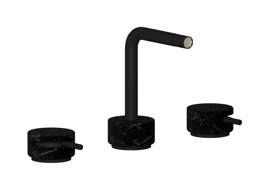 Смеситель для биде на 3 отверстия с донным клапаном WE ARE IB mm393np_2 Matt Black Marmo