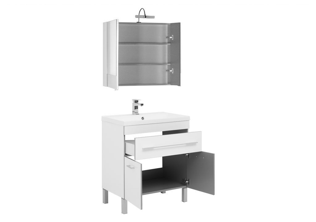 Мебель для ванной Aquanet Верона NEW 75 белый (напольный 1 ящик 2 дверцы) 00231034 - Вид №1