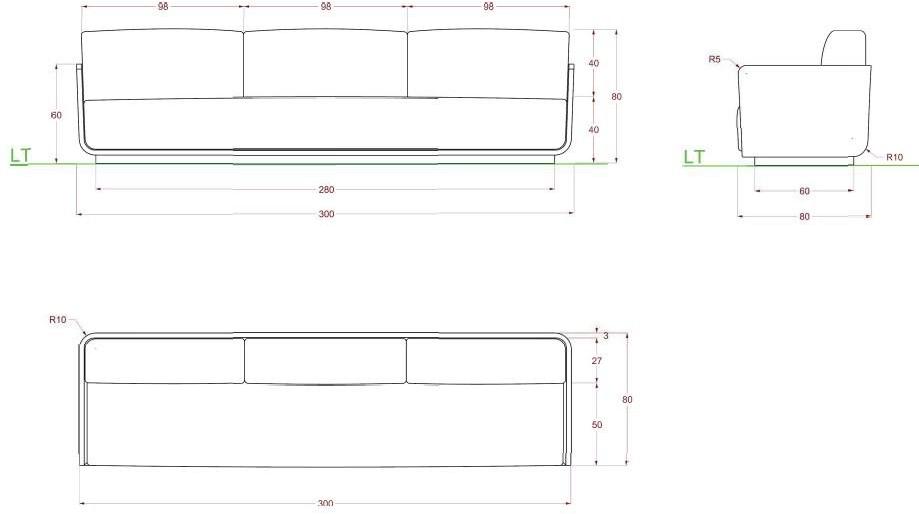 Manufatti Viscio 3-х местный диван с огнестойкой обивкой Air sun-id-1460584 - Вид №1