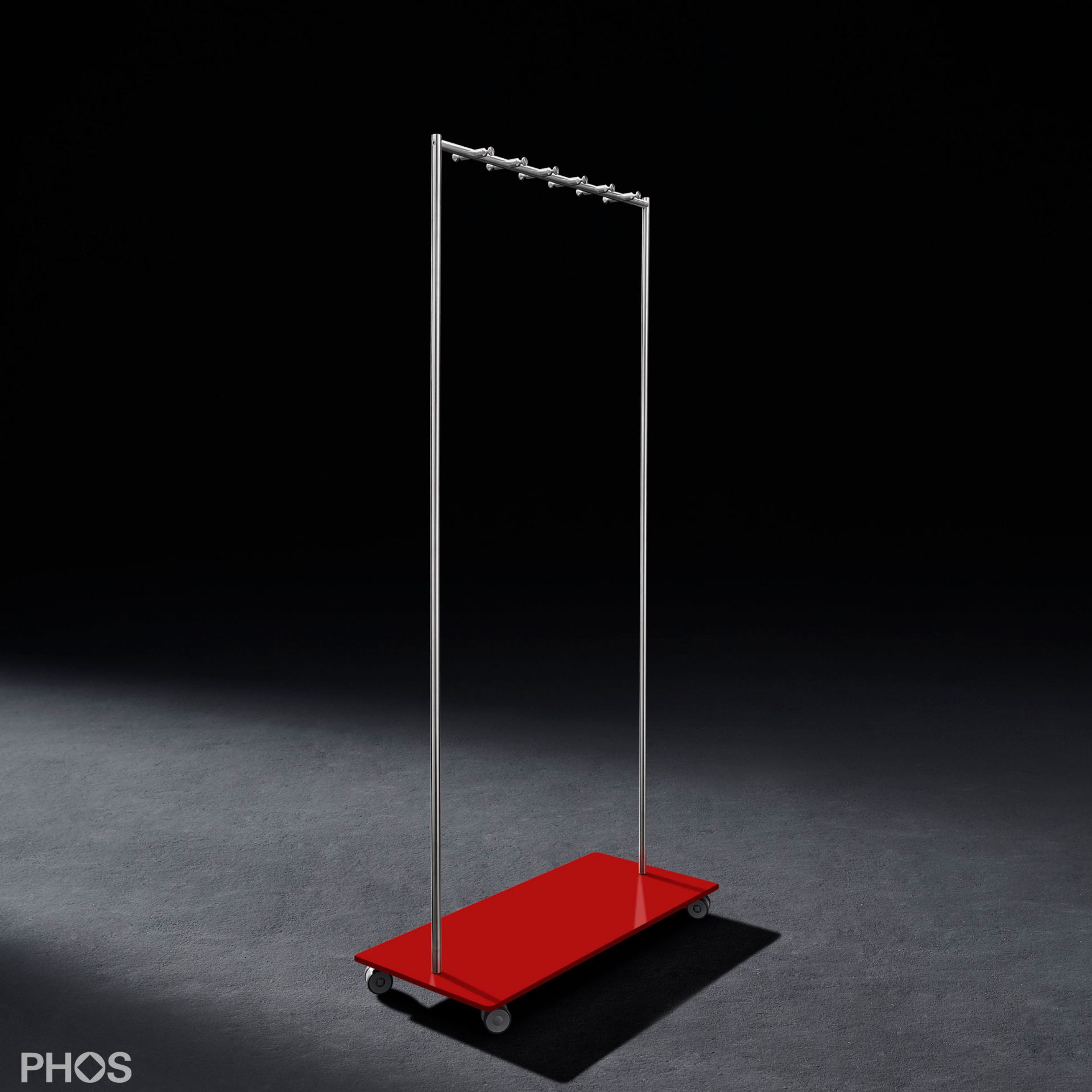 GW2-BPR Гардеробная тележка Twin Pur с 12 крючками для одежды, основание: красное. PHOS  - Вид №1