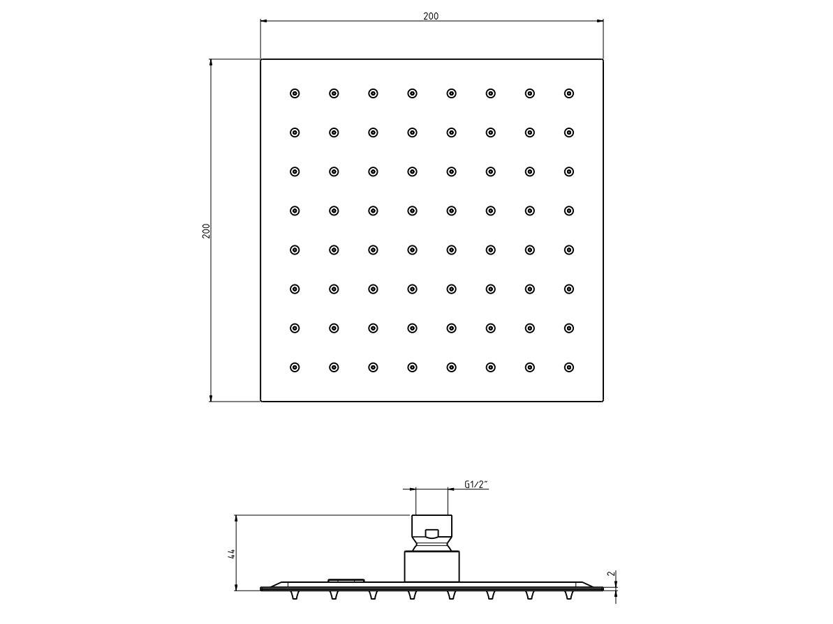 Квадратная насадка для душа из нержавеющей стали с системой защиты от накипи Rubinetterie Frattini ARCH-00084733 - Вид №2