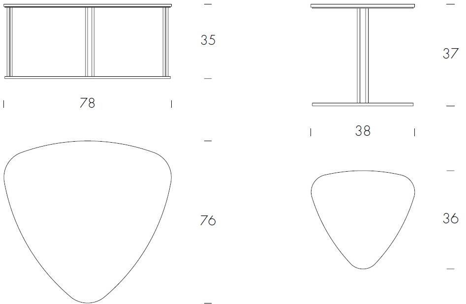 Tonin Casa Треугольный журнальный столик из мдф для гостиной  T6235 - t6236  - Вид №3
