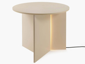 Деревянный круглый низкий журнальный столик